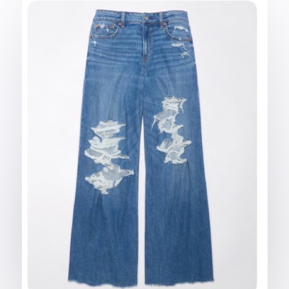 AE Dreamy Drape Ripped Ultra Wide-leg Super High-waisted Jean